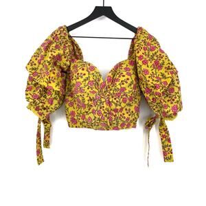 NWT EDDY Hadley Off-The-Shoulder Crop Top Amber & Fuchsia Floral XXL